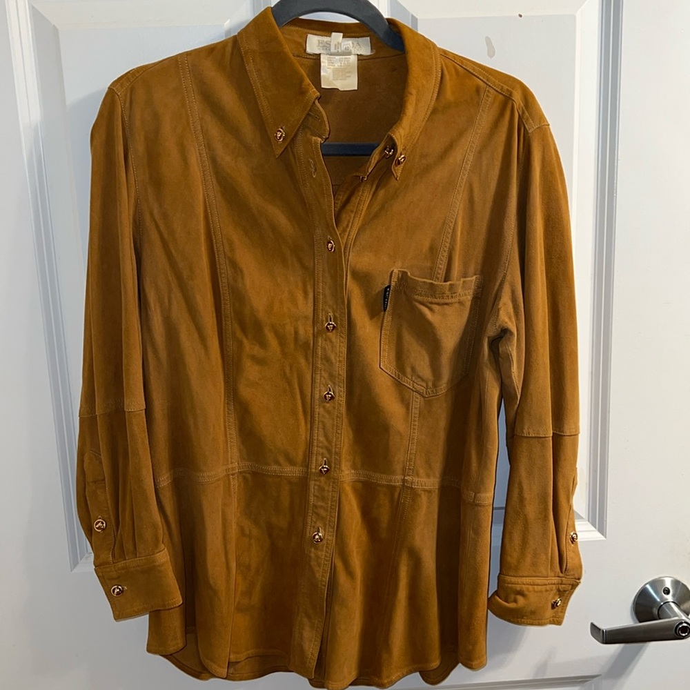 Vintage Suede, Escada Button-Down Flaw - image 1